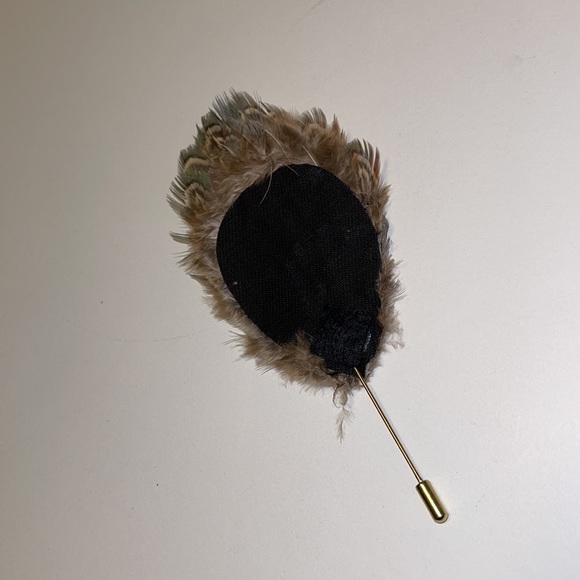 Vintage Blue and Brown Feather Hat / Scarf Pin - Picture 3 of 6